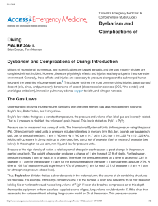 Dysbarism and Complications of Diving