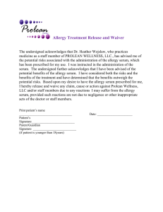 Allergy Treatment Release and Waiver