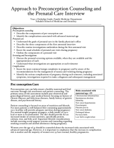 Approach to Preconception Counseling and the Prenatal Care