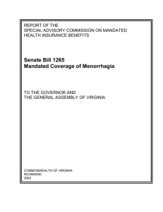 Senate Bill 1265 Mandated Coverage of Menorrhagia