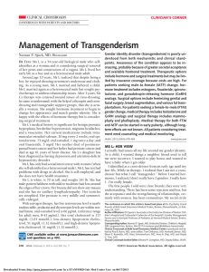 Management of Transgenderism - Pediatrics House Staff
