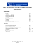 Policy for the Care of Patients Sedated for Procedures