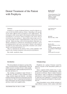 Dental Treatment of the Patient with Porphyria