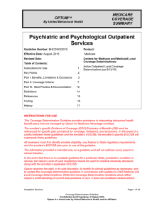 Psychiatric and Psychological Outpatient Services