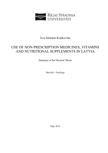 Use of Non-Prescription Medicines, Vitamins and Nutritional