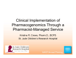 Clinical Implementation of Pharmacogenomics Through a