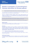 Bladder investigation (Cystometrogram) General information for