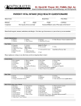 Patient vital intake questionnaire form