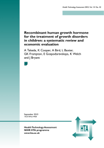 Recombinant human growth hormone for the treatment of growth