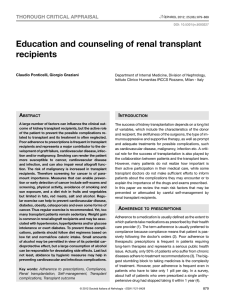 Education and counseling of renal transplant recipients