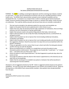 Instructions for Use of the MHHA Depression Intervention Plan