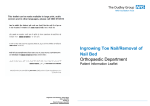 Ingrowing Toe Nail/Removal of Nail Bed Orthopaedic Department