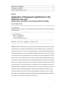 Application of therapeutic hypothermia in the intensive care unit