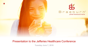 Tuesday June 7, 2016 - Braeburn Pharmaceuticals