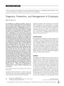 Diagnosis, Prevention, and Management of Eclampsia