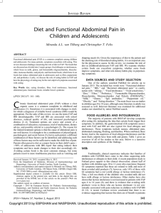 Diet and Functional Abdominal Pain in Children and Adolescents