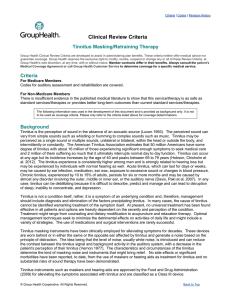 Tinnitus Masking Retraining Therapy | Clinical Review