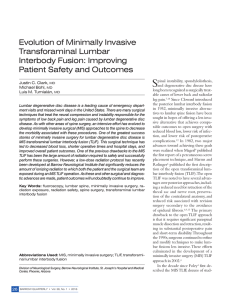 Evolution of Minimally Invasive Transforaminal Lumbar Interbody
