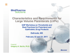 Characteristics and Requirements for Large Volume Parenterals