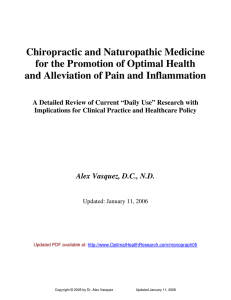 Chiropractic and Naturopathic Medicine for the