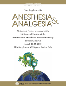 2010 - International Anesthesia Research Society