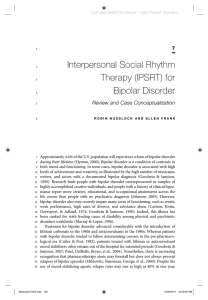 Interpersonal Social Rhythm Therapy (IPSRT) for Bipolar Disorder