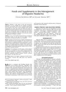 Foods and Supplements in the Management of Migraine