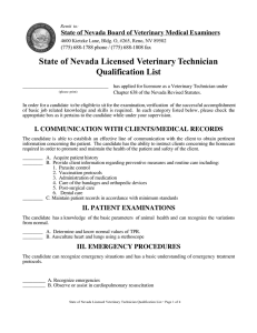 State of Nevada Licensed Veterinary Technician Qualification List