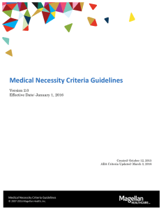 Medical Necessity Criteria Guidelines