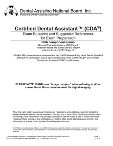 (CDA) Exam Blueprint - Dental Assisting National Board