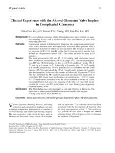 Clinical Experience with the Ahmed Glaucoma Valve Implant in
