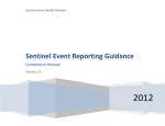 2012 Sentinel Event Reporting Guidance Compliance Manual Nevada State Health Division