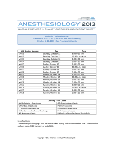 Medically Challenging Cases ANESTHESIOLOGY™ 2013, the 2013 ASA annual meeting
