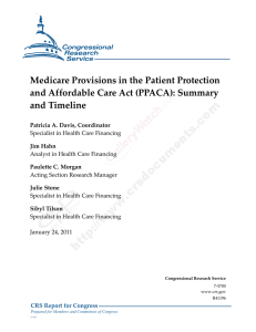Medicare Provisions in the Patient Protection and Timeline