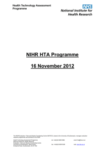 NIHR HTA Programme 16 November 2012