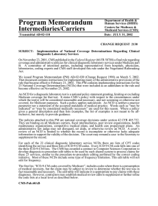 Program Memorandum Intermediaries/Carriers