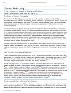 Diabetic Retinopathy A Team Approach to Screening, Referral, and Treatment The Scope of Diabetic Retinopathy