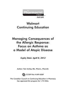 Walmart Continuing Education Managing Consequences of the Allergic Response: