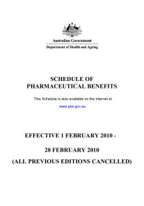 SCHEDULE OF PHARMACEUTICAL BENEFITS EFFECTIVE 1 FEBRUARY 2010 -