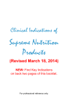 Supreme Nutrition Products Clinical Indications of (Revised March 18, 2014)