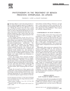I PHYTOTHERAPY IN THE TREATMENT OF BENIGN PROSTATIC HYPERPLASIA: AN UPDATE
