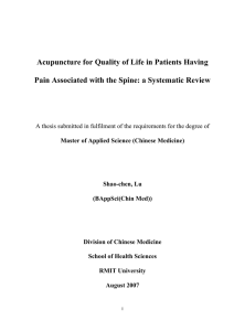 Acupuncture for Quality of Life in Patients Having