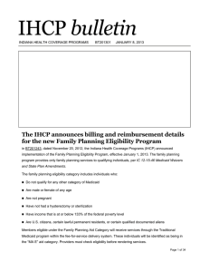 bulletin The IHCP announces billing and reimbursement details