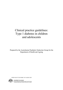 Clinical practice guidelines: Type 1 diabetes in children and adolescents