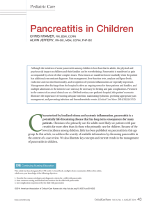 Pancreatitis in Children Pediatric Care