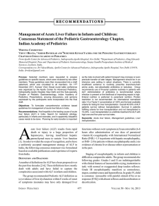 Management of Acute Liver Failure in Infants and Children: