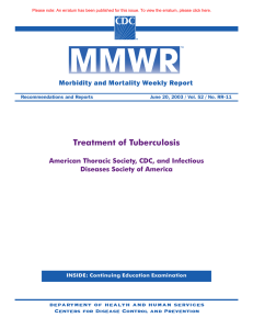 Treatment of Tuberculosis Morbidity and Mortality Weekly Report Diseases Society of America