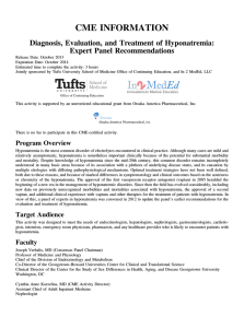 CME INFORMATION Diagnosis, Evaluation, and Treatment of Hyponatremia: Expert Panel Recommendations
