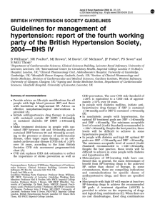 Guidelines for management of hypertension: report of the fourth working