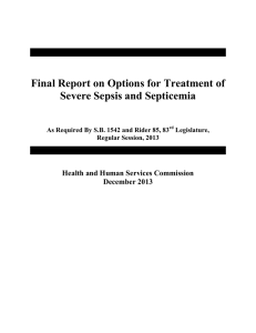 Final Report on Options for Treatment of Severe Sepsis and Septicemia